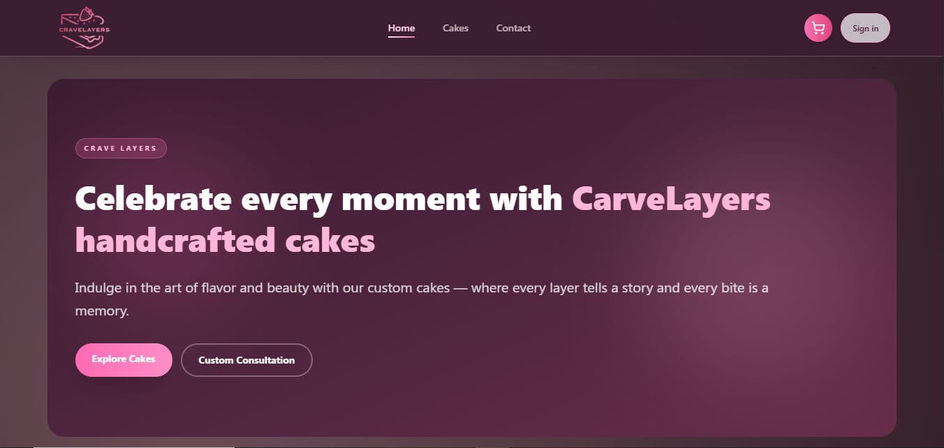 CraveLayers — Artisan Cake Commerce — project screenshot by Neura Agency