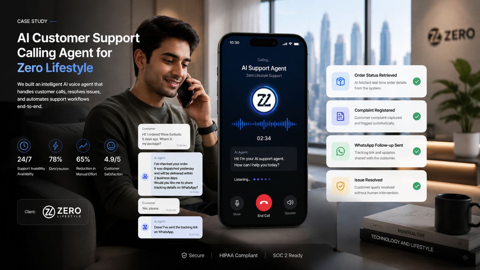 Zero Lifestyle — AI Customer Support Calling Agent — project screenshot by Neura Agency